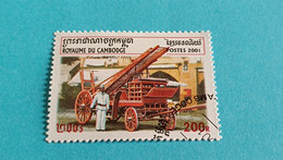 CAMBODGE - CAMBODIA - Etat Du Cambodge - Timbre 2001 : Lutte Contre Les Incendies - Véhicule De Pompiers - Cambodia