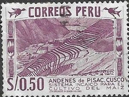 PERU 1952 Inca Maize Terraces - 50c. - Purple FU - Peru