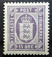 DANMARK DANEMARK 1915, Service Yvert No 18, 15 Ore Violet , Neuf ** MNH , SUPERBE Cote 50 Euros - Dienstpost