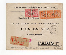 !!! LETTRE RECO D'ALEXANDRIE POUR PARIS DE 1921, AFFRANCH MIXTE ALEXANDRIE/PORT-SAID - Briefe U. Dokumente