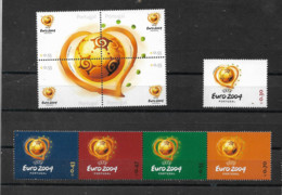 PORTUGAL 2004 EURO 2004 FOOTBALL CHAMPIOINSHIPS SET + MS  MNH - Championnat D'Europe (UEFA)