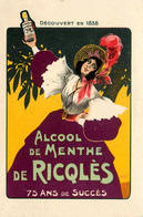 Alccol De Menthe De RICQLES * CPA Illustrateur Publicitaire * Ricqlès * Femme Bouteille Pub Publicité - Publicité