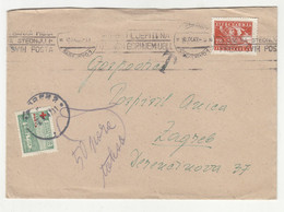 Yugoslavia DF Postal Tax Postage Due Red Cross Porto Stamp On Letter Cover Posted 1947 Sarajevo To Zagreb B221001 - Timbres-taxe