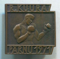 Boxing Box Boxe Pugilato - R. Kuura, Parnu 1971, Estonia, Vintage Pin, Badge, Abzeichen - Boxen