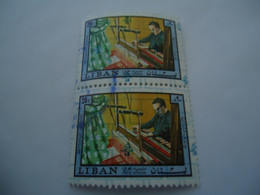 LEBANON LIBAN   USED  STAMPS  PAIR   POPULAR ART - Liban