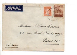 TURQUIE AFFRANCHISSEMENT COMPOSE SUR LETTRE AVION POUR LA FRANCE 1938 - Covers & Documents