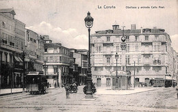 La Coruna - Obelisco Y Entrada Calle Real (tram Tramway Lino Perez) - La Coruña