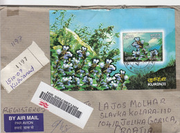 INDIA Cover Letter 153,box M,flowers - Posta Aerea