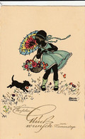 TH3070   --  HANNES  PETERSEN Pinx  --  GIRL  & DOG    --  1931 - Petersen, Hannes