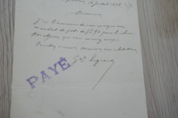 Pièce Signée Général Legrand Montpellier 1898 Paiement De Livre Militaire - Documenten