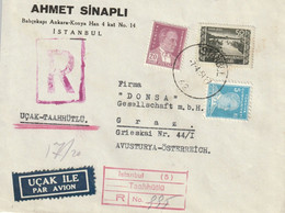 Turquie Lettre Recommandée Pour L'Autriche 1954 - Covers & Documents