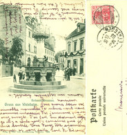 Weinheim Bergstrasse 1903 " Personen + Fahrrad Vor Rodensteinbrunnen " Bedarf Frankiert 10-Pf Germania > Paris - Weinheim