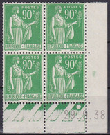 Coin Daté Du 29/09/1938 - 2 Scans - Type Paix - N° 367 Type I (Yvert Et Tellier) - 1930-1939