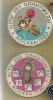 USSR 1980 OLYMPIC GAMES SYMBOL BEAR 2 BADGES - Jeux Olympiques