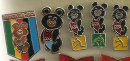 USSR 1980 OLYMPIC GAMES SYMBOL BEAR 5 BADGES - Jeux Olympiques