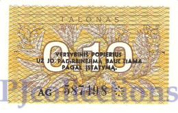 LITHUANIA 0,10 TALONAS 1991 PICK 29b UNC - Lituania