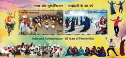 INDIA, 2022, MNH, MUSIC, COSTUMES, DANCING, REALTIONS WITH TURKMENISTAN,S/SHEET - Dance