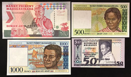 Madagascar 50 500 500 1000  Ariary 4 Banconote Fds LOTTO.4128 - Madagascar
