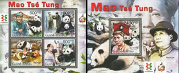 Guinea Bissau 2011, Mao Tse Tung, Panda, Philaexpo China, 4val In BF +BF - Mao Tse-Tung