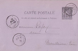 ENTIER 10 CTS     CACHET DE  BOEN SUR LIGNON  1883 - Cartes Précurseurs