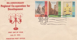 PAKISTAN 1973   FDC 9TH  ANNIVERSARY OF RCD R.C.D JOINT ISSUE, IRAN, TURKEY, PAKISTAN ,  ARCHAEOLOGY    FIRST DAY COVER - Pakistan