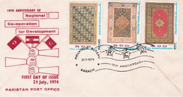 PAKISTAN 1974  FDC 10TH ANNIVERSARY OF RCD R.C.D JOINT ISSUE, IRAN, TURKEY, PAKISTAN ,  CARPETS    FIRST DAY COVER - Pakistan