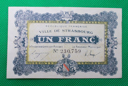 Billet Chambre De Commerce De Strasbourg - Un Franc - Sans Filigrane - 31 Décembre 1920 - Chambre De Commerce