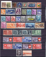 Schweiz 1916-1939: 40 Marken (5Fr Ev. Papiervarianten) Gestempelt, 40 Stamps (5 Fr May Be Paper Varieties) Used - Sammlungen