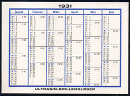 C0609 - TOP Werbung Reklame Kalender Brillen Ultrasin - Small : 1921-40