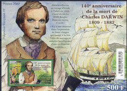POLYNESIE FRANCAISE 2022 - Bloc " CHARLES DARWIN - 1809.1822 + Un VOILIER!! "  Muni D'1 Timbre à 500 CFP  / Neuf** - Nature