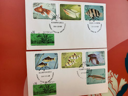 Cambodia Stamp Fish Fishes FDC X 2 Covers - Cambodia