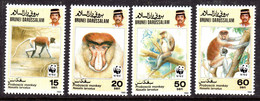 BRUNEI - 1991 ENDANGERED SPECIES PROBOSCIS MONKEY SET (4V) FINE MNH ** SG 483-486 - Brunei (1984-...)