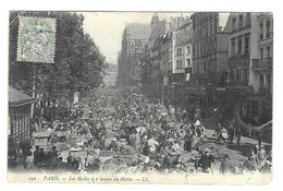 PARIS LES  HALLES  1906 -  LES HALLES A SIX HEURES DU MATIN  -  VOIR LE SCANNER - Plazas De Mercados