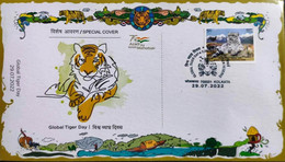 India 2022 Global Tiger Day ,International Tiger Day, Cancelled Special Cover (**) Inde Indien - Lettres & Documents