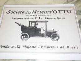 ANCIENNE PUBLICITE SOCIETE DES MOTEURS OTTO  1910 - Cars