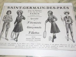 ANCIENNE PUBLICITE VETEMENT D ENFANT SAINT GERMAIN DES PRES 1910 - 1900-1940