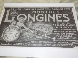 ANCIENNE PUBLICITE LA MEILLEURE DES MONTRES LONGINES 1910 - Watches: Old