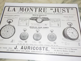 ANCIENNE PUBLICITE LA MONTRE JUST 1910 - Relojes Ancianos