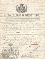 Militaria , Espagne,1850 , Brigade D'Artillerie De Montana ,D. FRANCISCO JAVIER DE AZPIROZ Y JALON ,frais Fr 2.75 E - Documentos