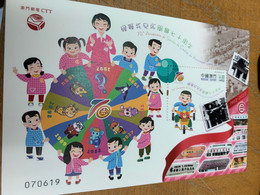 Macau Stamp S/s Children With Toys Uniform MNH Nursery Service Cycling - FDC