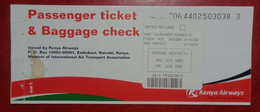 2005 KENYA AIRWAYS AIRLINES PASSENGER TICKET AND BAGGAGE CHECK - Tickets