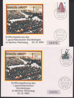Berlin West Privat-GA 1. Gesamtdeutscher Bundestag Sitzung Reichstag, Deutsche Einheit 20.12.90 - Postcards - Used