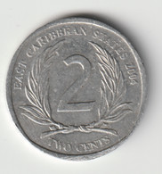 EAST CARIBBEAN STATES 2004: 2 Cents, KM 35 - East Caribbean States