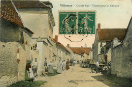 Villemer * Grande Rue * Le Départ Pour Les Champs * Attelage * Ferme Fermier - Autres & Non Classés