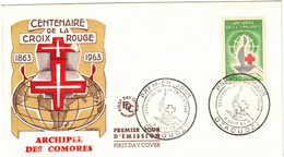 Archipels Des Comores - Dzaoudzi - FDC - Centenaire De La Croix Rouge - 2 Septembre 1963 - Lettres & Documents