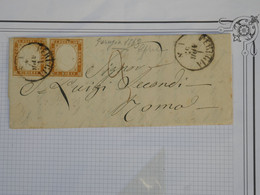 BF10  ITALIA  BELLA LETTERA RR 1863 PERUGIA   A ROMA  +  +PAIRE DE TP  + +AFFRANC. INTERESSANT   ++ - Non Classés