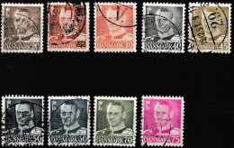 MiNr. 305 - 307, 311, 312, 314, 316 - 318 Dänemark 1948, 12. Febr./1951, 8. Febr. Freimarken: König Frederik IX. StTdr. - Used Stamps