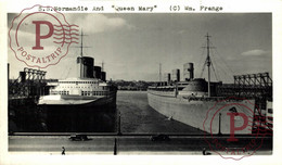 RARE  CARD RPPC CARTE PHOTO SS NORMANDIE AND   QUEEN MARY   Cunard Liner WHITE STAR LINE CUNARD - Paquebots