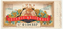 FRANCE - Loterie Nationale - Billet Entier - 9eme Tranche 1938 (Illustration Vendanges.) - Billetes De Lotería