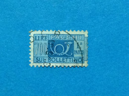 1966 ITALIA FRANCOBOLLO USATO ITALY STAMP USED PACCHI POSTALI 700 LIRE 1 PARTE BOLLETTINO - Postal Parcels